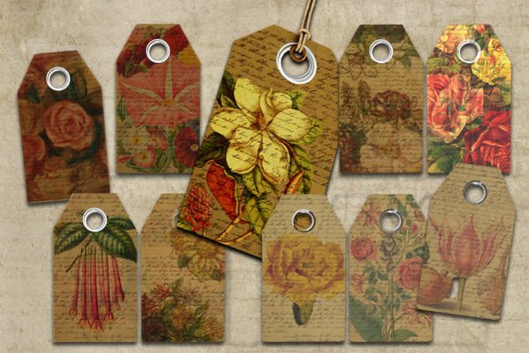 10 Autumn Floral Tags - Vintage Graphics for Your Creative Projects